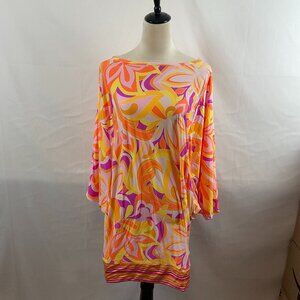 Sunshine 79 Coverup Tunic XL Bright Orange Yellow Pink Purple Batwing Sleeve New
